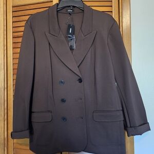 Express Double-Breasted Brown Blazer